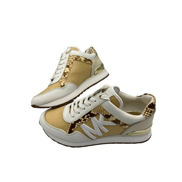 Michael Kors Maddy Trainer Rafia Natural/Optic White Women’s 7. - Picture 1 of 9